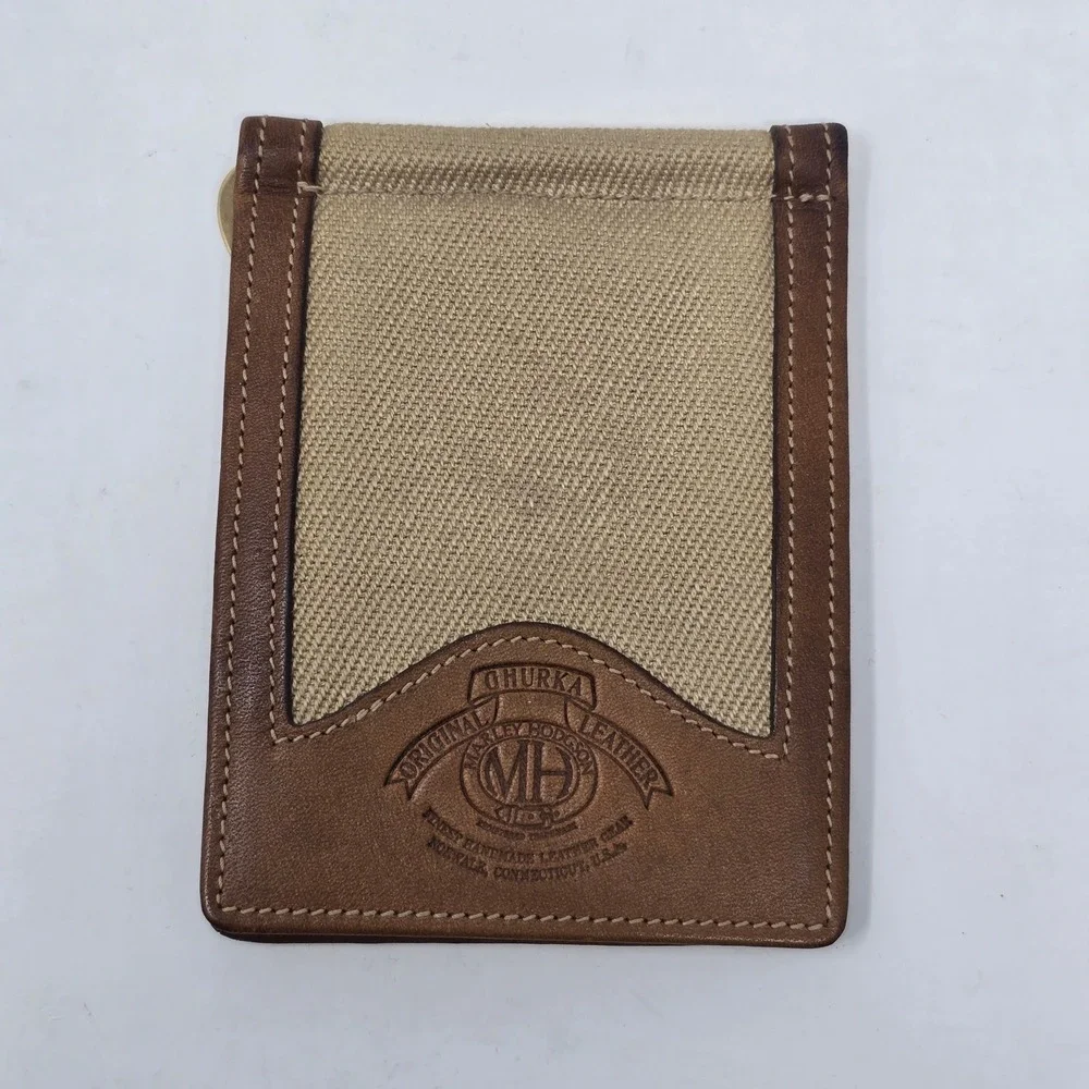 Ghurka Marley Hodgson No 101 Leather Twill Money Clip Wallet Brown Khaki USA